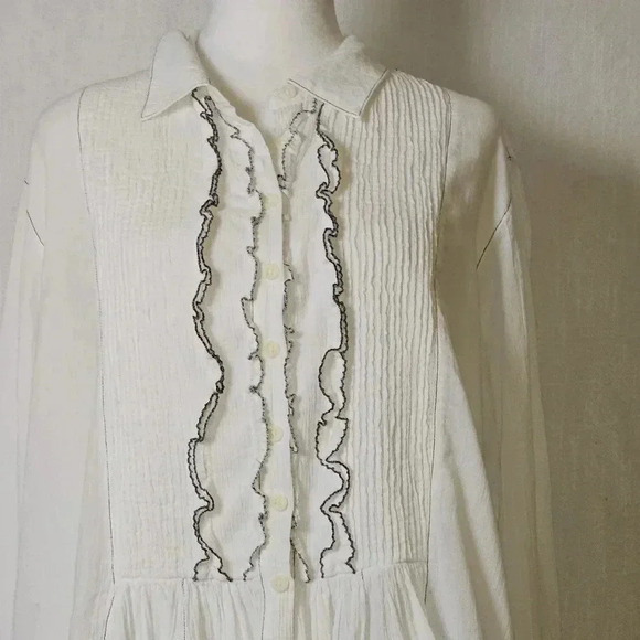 Free People Teddy Tux Tunic Top w Pockets White SZ S Coquette Coastalgrandma - Picture 2 of 14